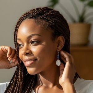 #311 HAND CRAFTED Earrings handcrafted handmade Orchid Resin White Blue